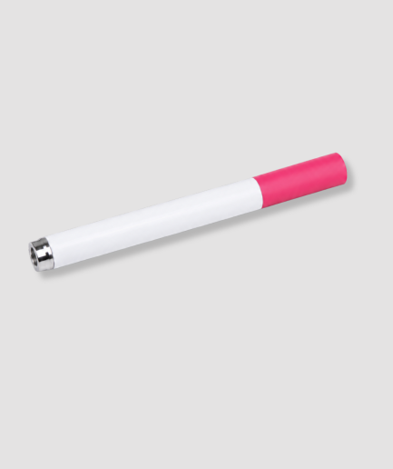 Witte en roze snuifbuis met zilveren mondstuk metalen buisje grappig feest accessoire voor festivals en uitgaan