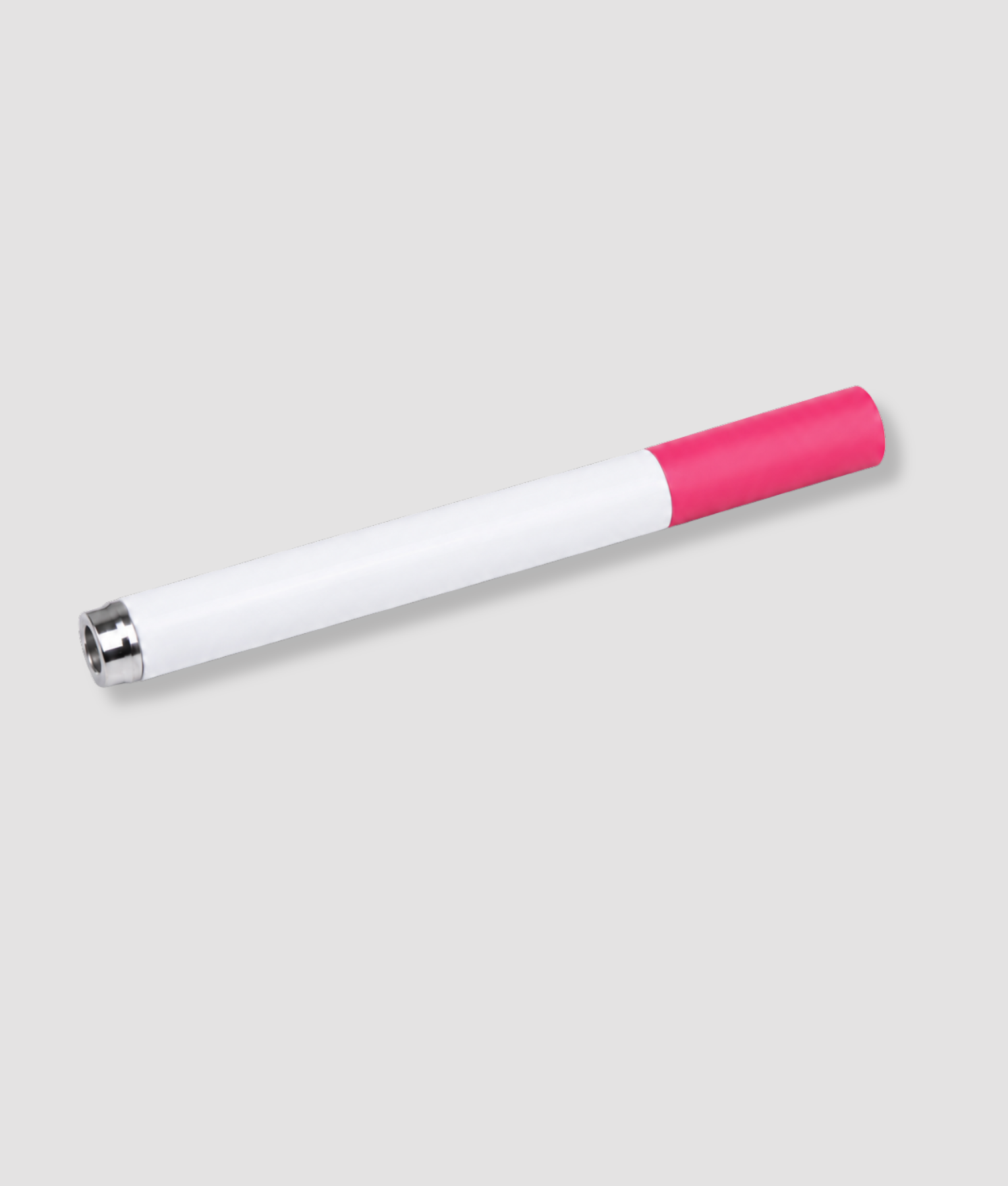 Witte en roze snuifbuis met zilveren mondstuk metalen buisje grappig feest accessoire voor festivals en uitgaan