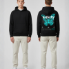 Zwarte hoodie met cyaan vlinder en Butterfly print op de rug