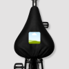 Zwarte fietszadelhoes met custom eigen foto opdruk gepersonaliseerde foto zadelhoes cadeau voor fietsers en wielrenners