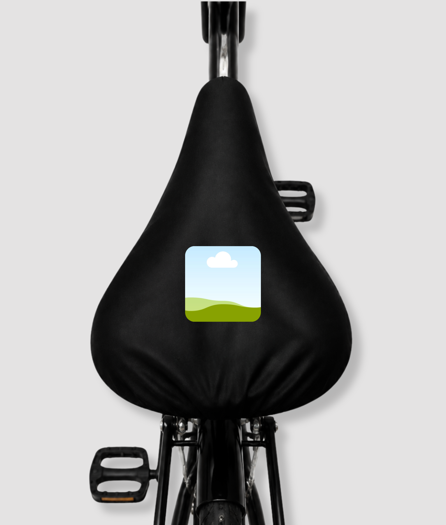 Zwarte fietszadelhoes met custom eigen foto opdruk gepersonaliseerde foto zadelhoes cadeau voor fietsers en wielrenners