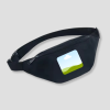 Donkerblauwe fanny pack met vierkante landschapsfoto opdruk op voorzijde