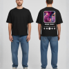 Zwart T-shirt met muziekspeler print, kleurrijke abstracte albumhoes en eigen tekst op de rug