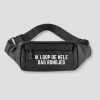 Donkergrijze fanny pack met witte tekst IK LOOP DE HELE DAG RONDJES op voorzijde