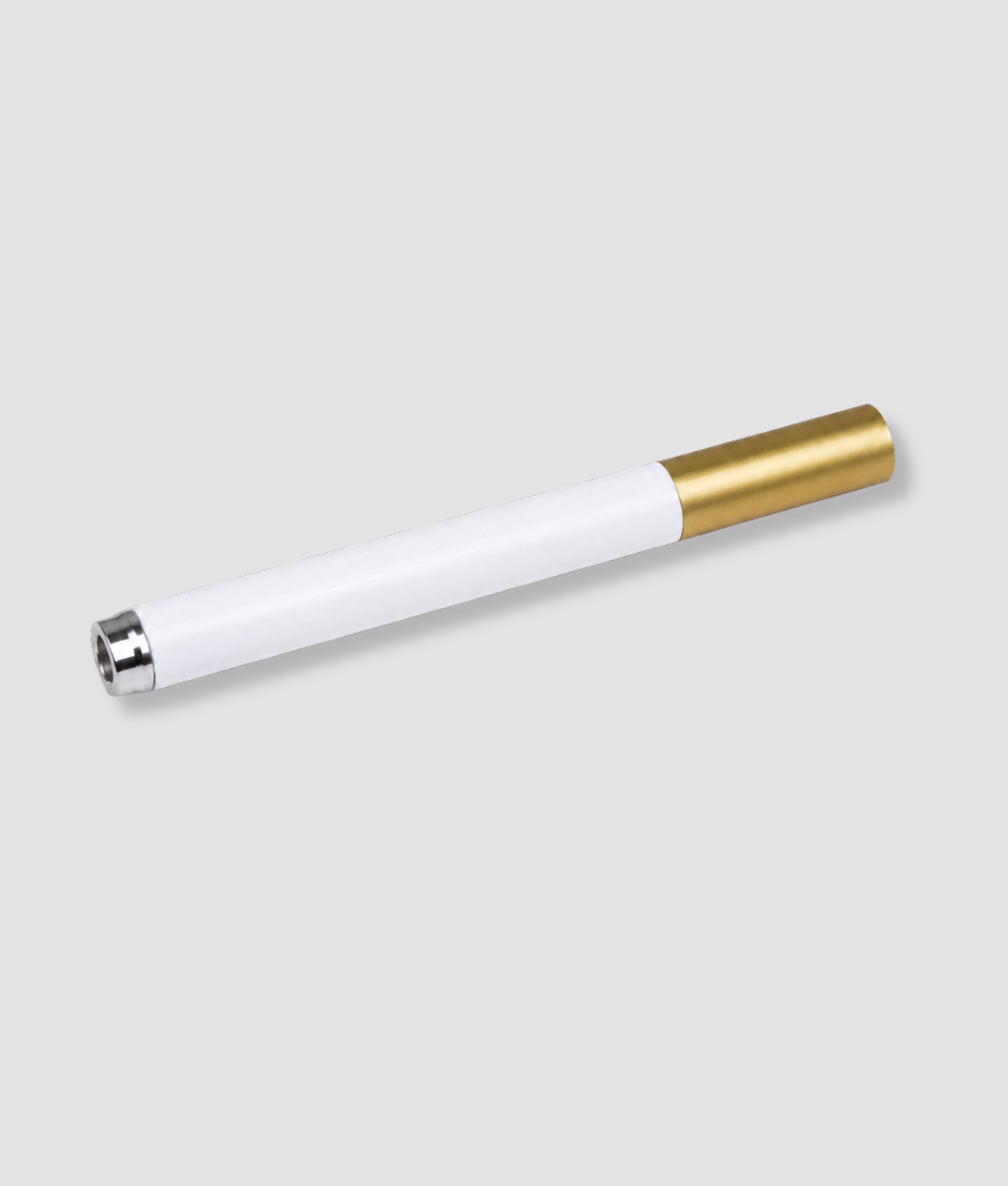 Witte en gouden snuifbuis met zilveren mondstuk metalen buisje grappig feest accessoire voor festivals en uitgaan