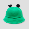 PEP SCHEP groene bucket hat met dier-oren decoratie – felgroene vissershoed met zwart hartje en bolletje als speelse details bovenop
