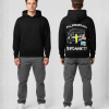 Zwarte hoodie met PILLENBOERUHH BEDANKT tekst en laboratorium illustratie op de rug