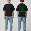 Zwart T-shirt met groene LET THE BODY FLOW tekst en dansfiguur op de rug