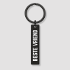 Zwarte metalen sleutelhanger met witte tekst BESTE VRIEND
