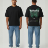 Zwart T-shirt met donkergroene vlinder en Butterfly tekst op de rug