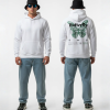 Witte hoodie met groene vlinder en Butterfly print op de rug
