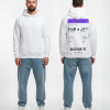 Witte hoodie met paarse boarding pass print en eigen tekst op de rug