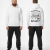 Witte hoodie met laboratorium illustratie en PILLENBOERUHH BEDANKT print op de rug