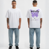 Wit T-shirt met paarse vlinder en Butterfly tekst op de rug