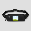 Zwarte fanny pack met vierkante landschapsfoto opdruk op voorzijde