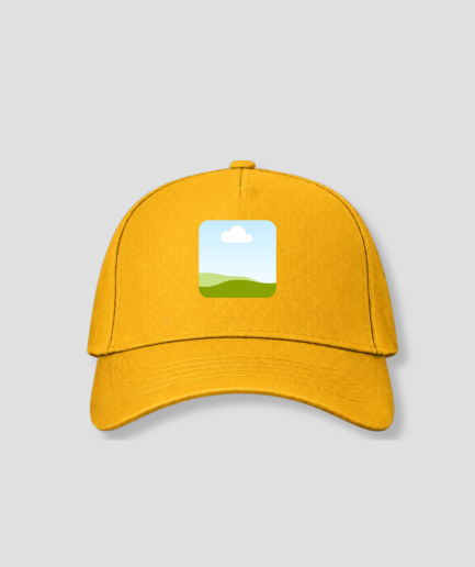 Gele cap met vierkante foto opdruk op voorpaneel