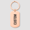 Rosé gouden RVS dog tag sleutelhanger met zwarte tekst CUSTOM