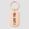 Rosé gouden dog tag sleutelhanger met zwarte tekst I LOVE YOU