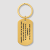 Gouden dog tag sleutelhanger met eigen tekst gravure