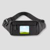 Zwarte fanny pack bovenaanzicht met verstelbare riem en gesp