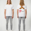 Wit unisex t-shirt met Worstenbroodje opdruk van PEP SCHEP – grote print op de rug met supermarkt prijskaartje stijl design