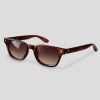 Bruine retro zonnebril met breed montuur en bruine glazen