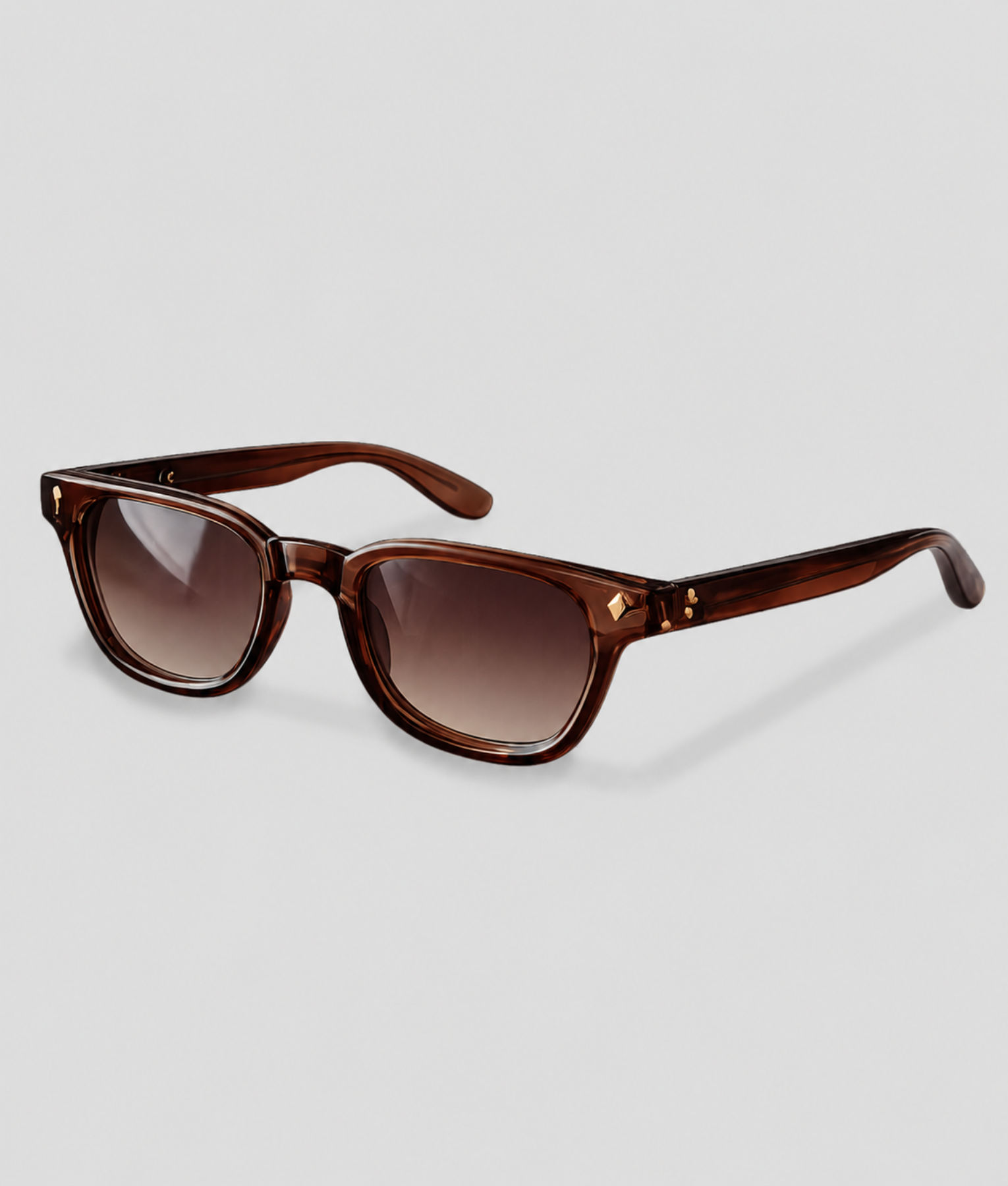 Bruine retro zonnebril met breed montuur en bruine glazen
