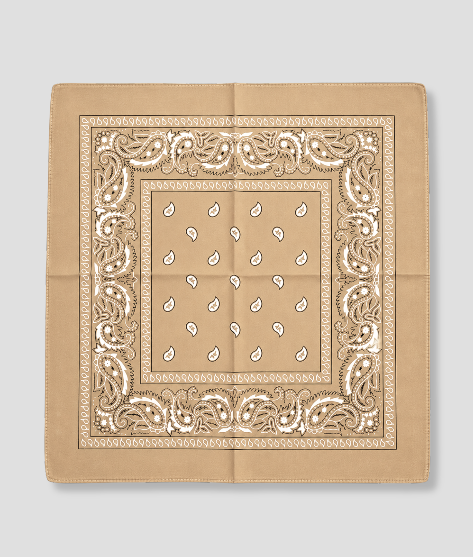 Donkerbruine bandana met paisley print, plat gevouwen