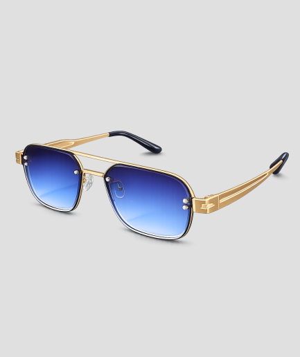 Blauw-gouden festival zonnebril voor bij een rave outfit