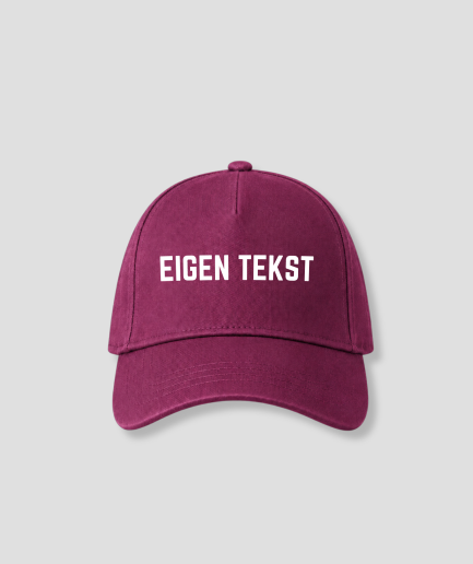 Bordeauxrode pet met ruimte voor eigen tekst