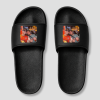 Zwarte platte badslippers met custom foto bedrukt