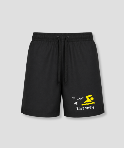 Zwarte heren zwembroek met Ik Laat Je Zwemmen quote