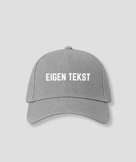Grijze pet met ruimte voor eigen tekst