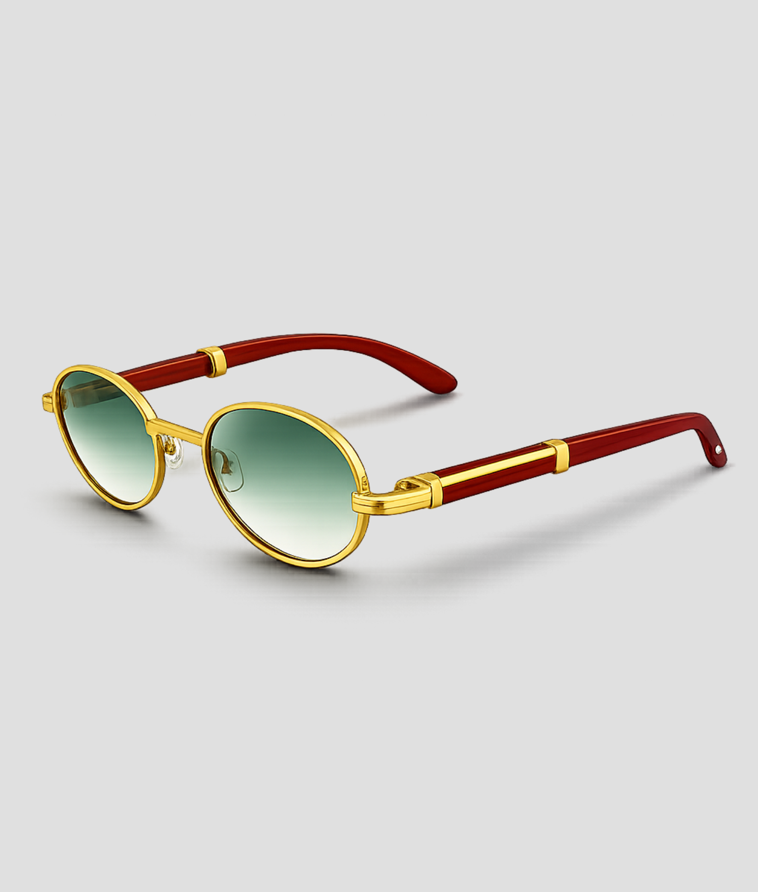 Groen-gouden ronde retro festival zonnebril met vintage uitstraling
