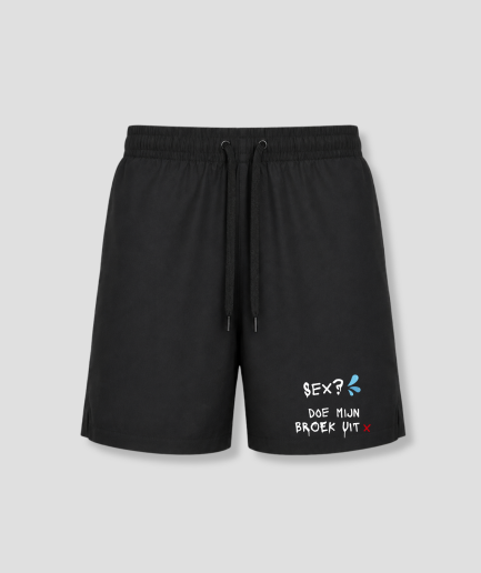 Zwarte heren zwemshort met gewaagde quote tweede variant