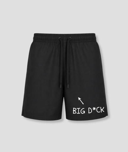 Zwarte heren zwemshort met gewaagde quote bedrukking