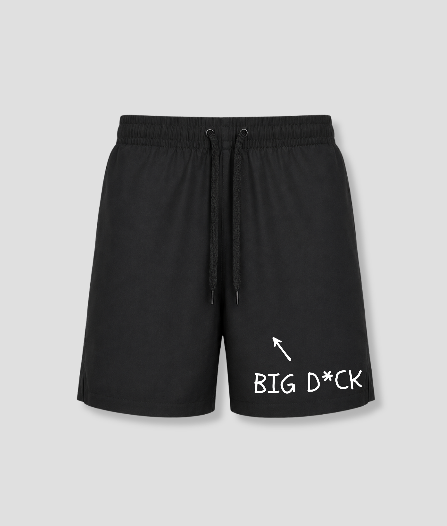 Zwarte heren zwemshort met gewaagde quote bedrukking