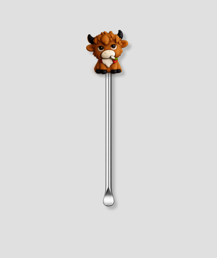 Mini schepje met bruine hooglander koe design