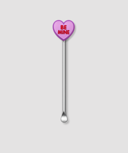 Zilveren mini schepje met Be Mine hart figuur bovenop