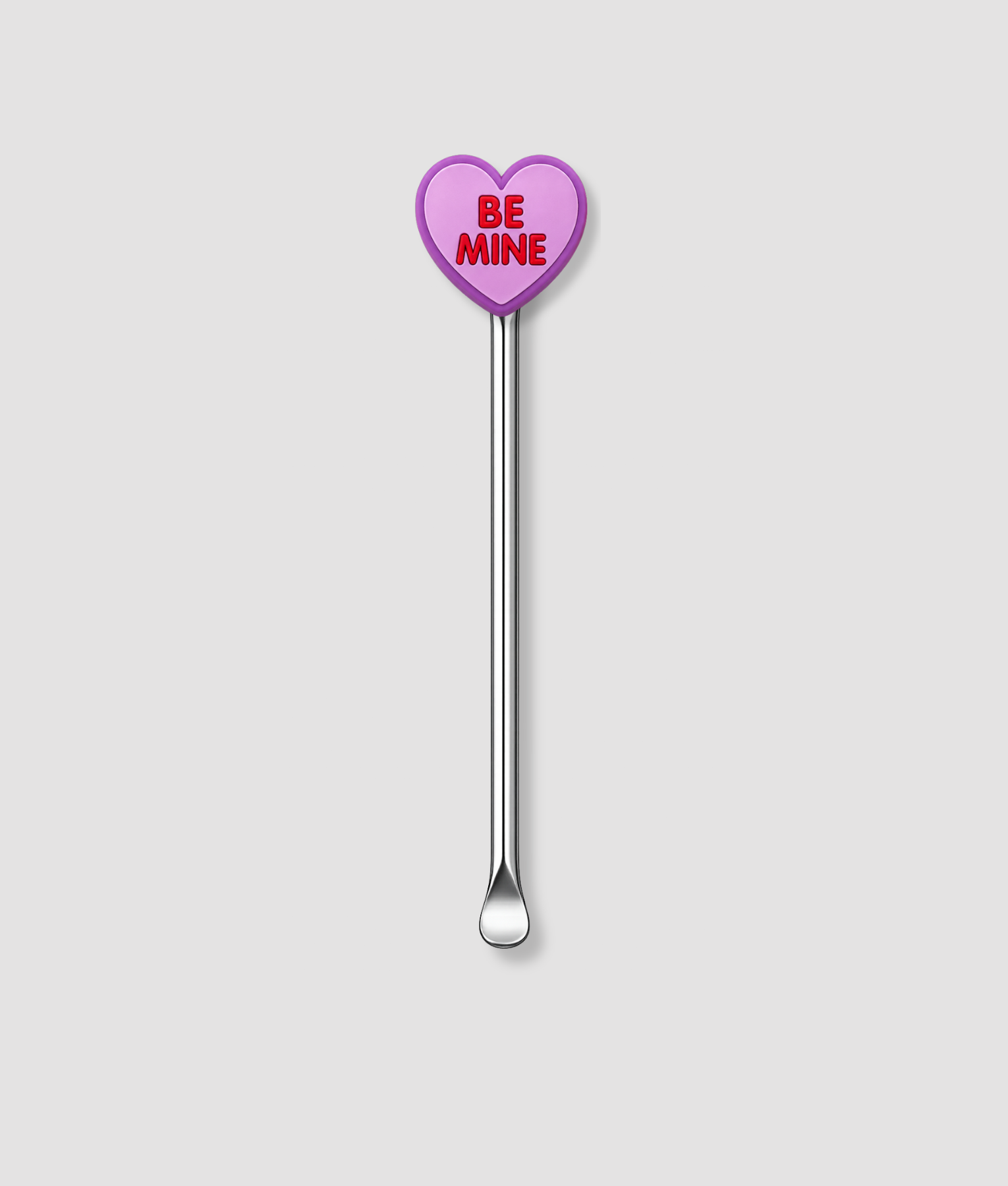 Zilveren mini schepje met Be Mine hart figuur bovenop