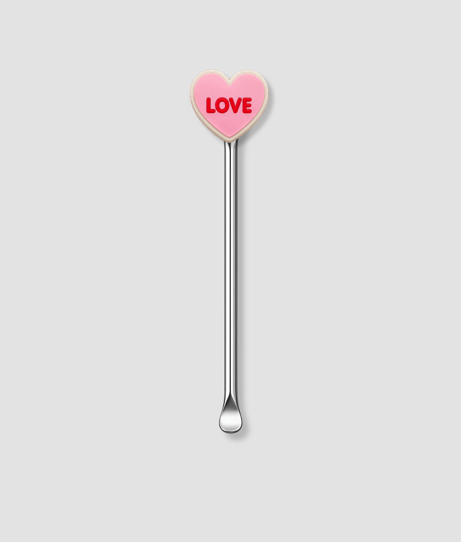 Zilveren mini schepje met love hart figuur bovenop