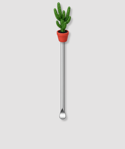 Zilveren mini schepje met groot cactusfiguur bovenop