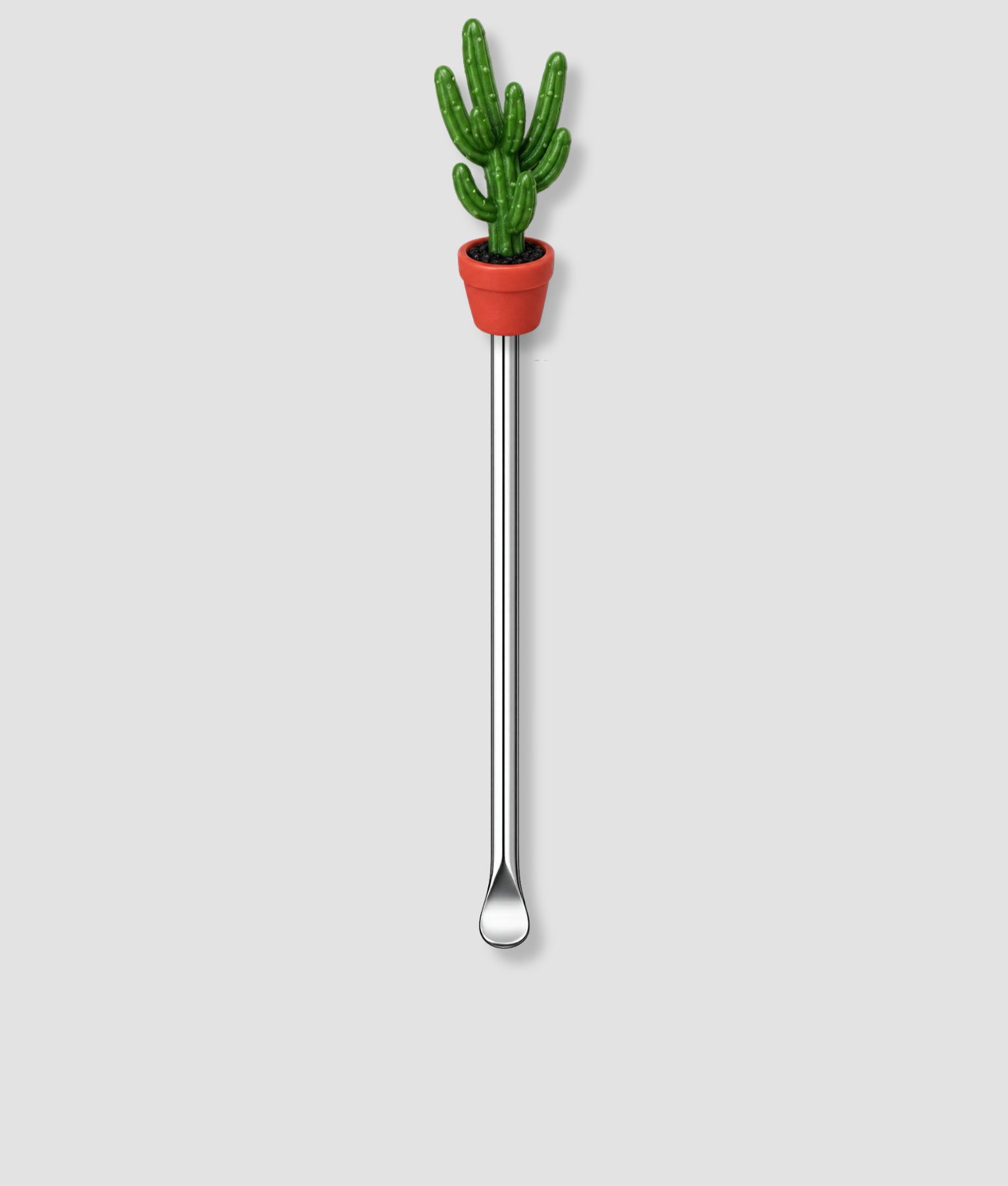 Zilveren mini schepje met groot cactusfiguur bovenop