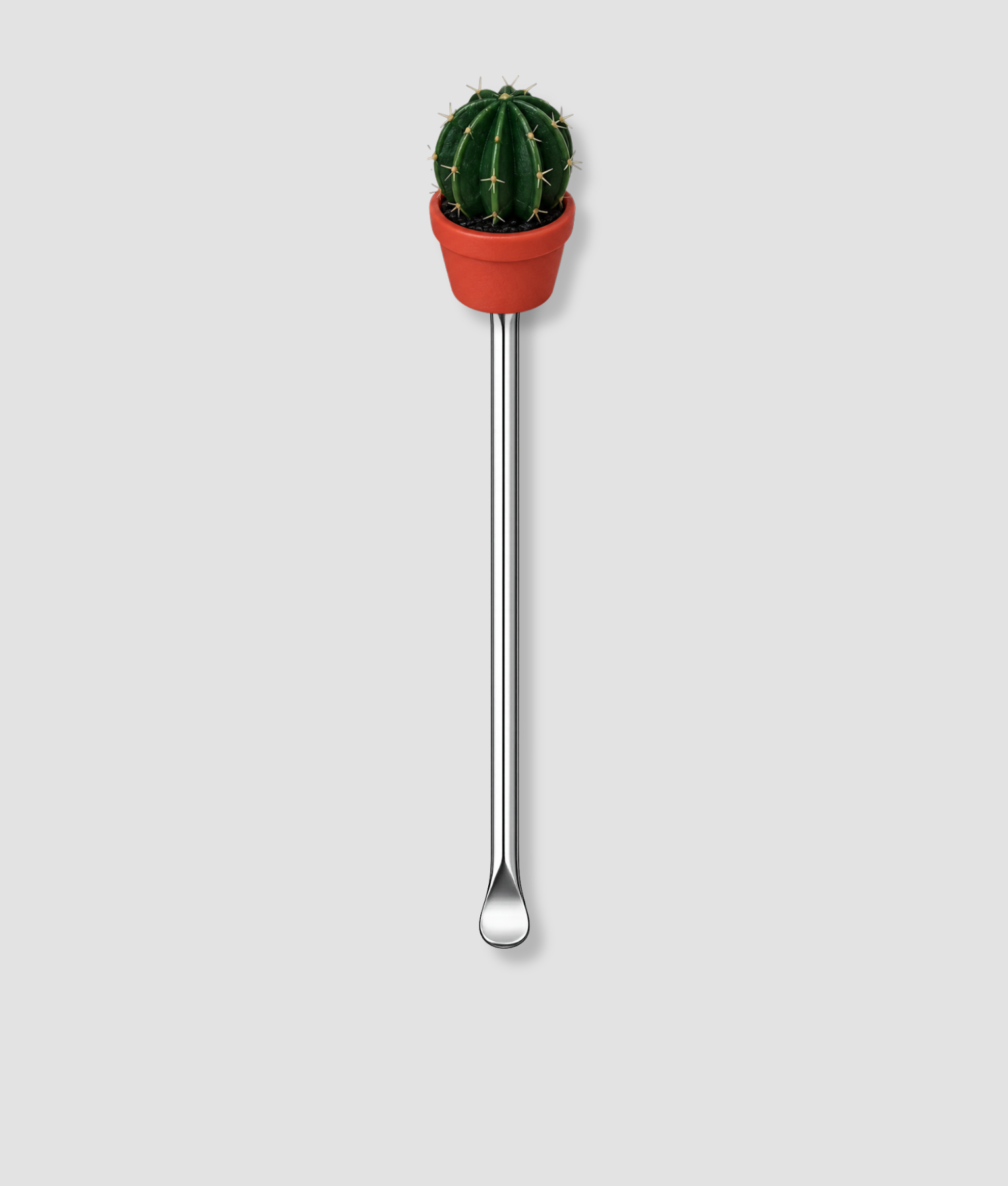 Zilveren mini schepje met klein cactusfiguur bovenop