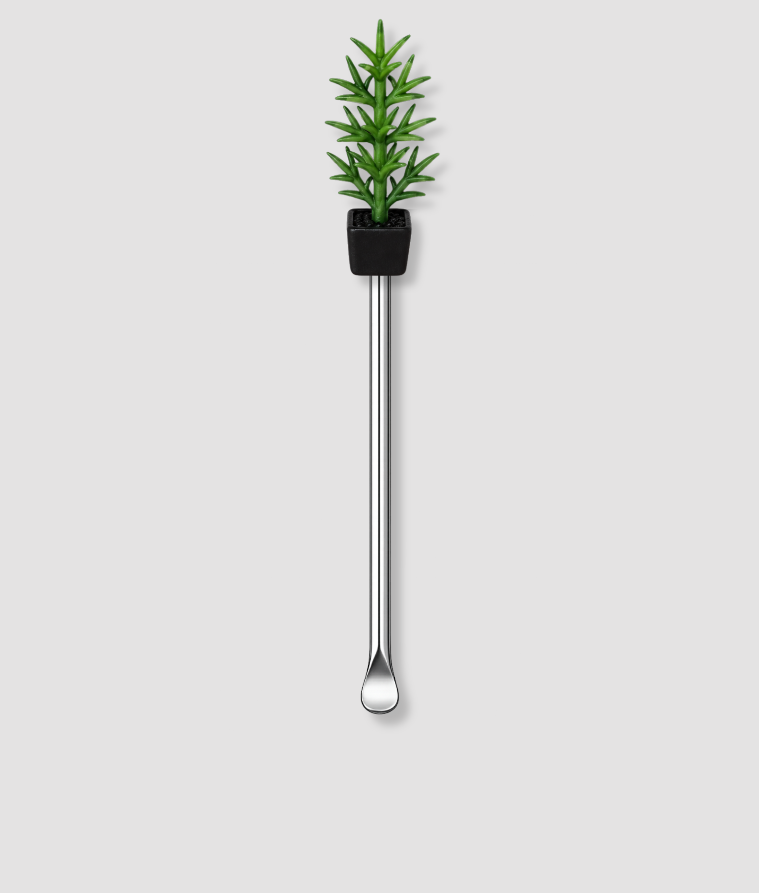 Zilveren mini schepje met groen boompje figuur bovenop