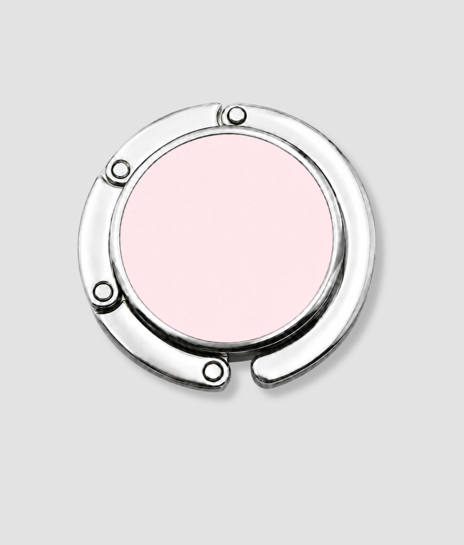 Ronde zilveren tassenhanger met roze midden gesloten