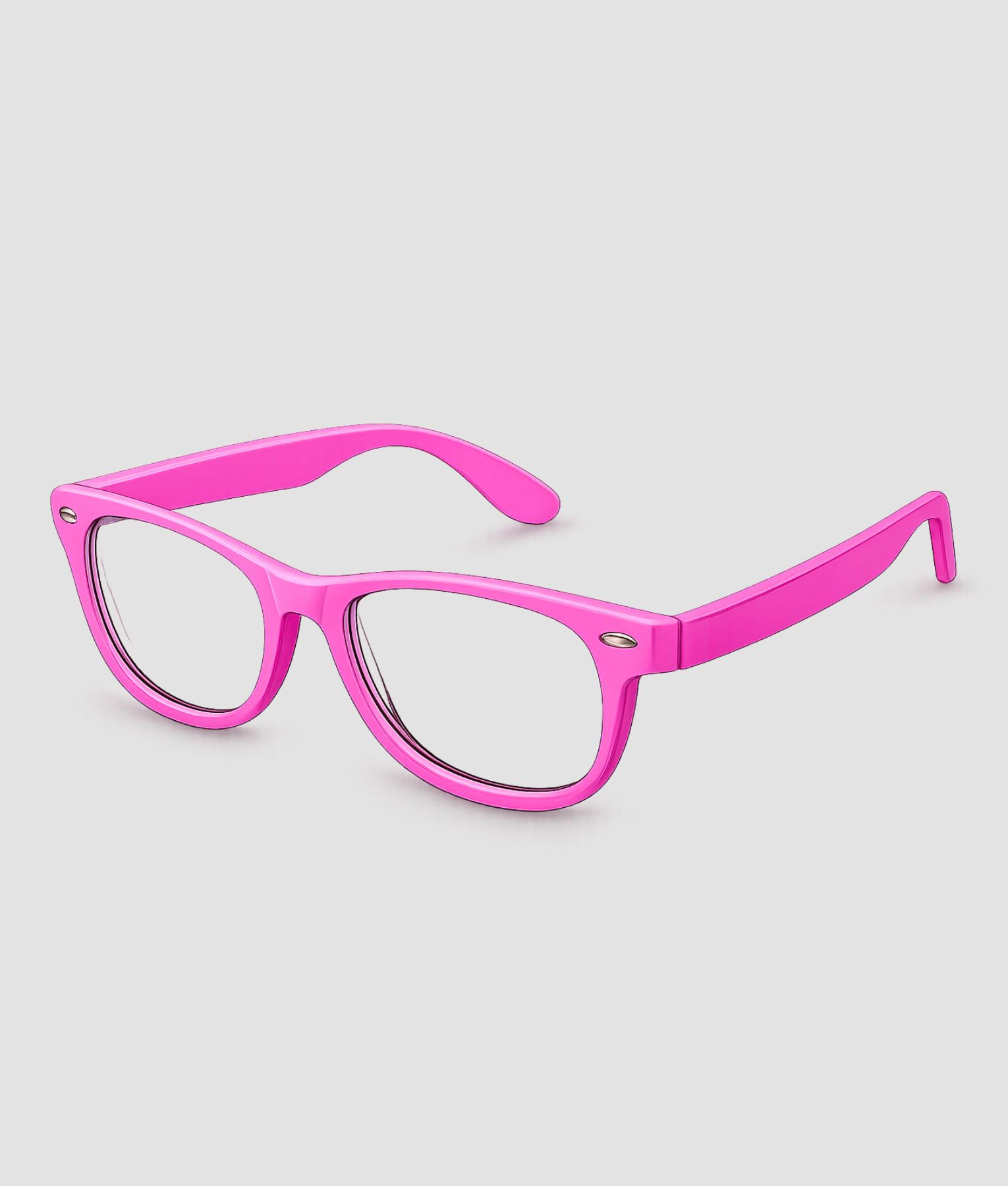 Felroze partybril met transparante glazen wayfarer stijl
