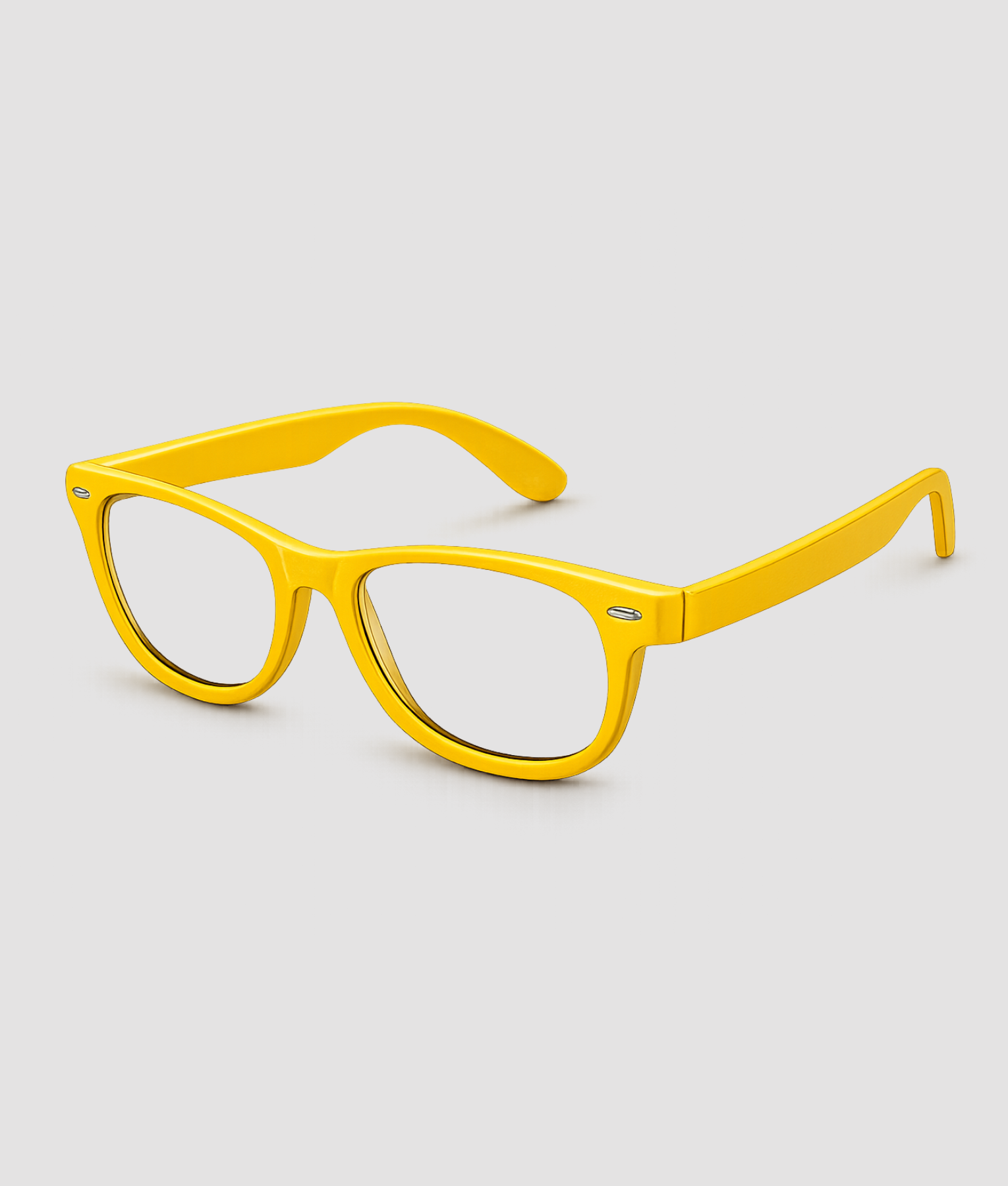 Gele partybril met transparante glazen wayfarer stijl