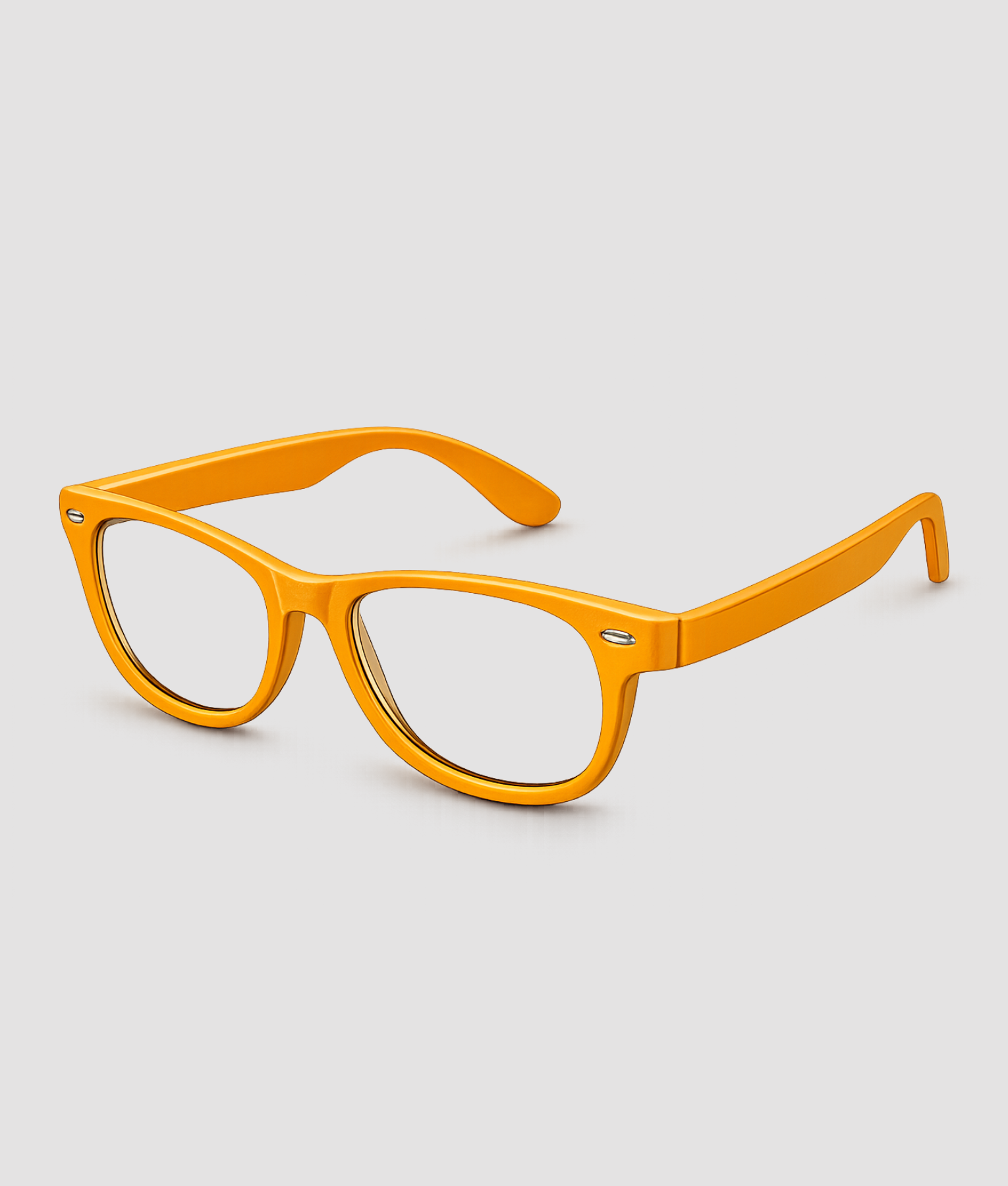 Oranje partybril met transparante glazen wayfarer stijl