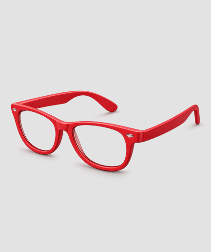 Rode partybril met transparante glazen wayfarer stijl